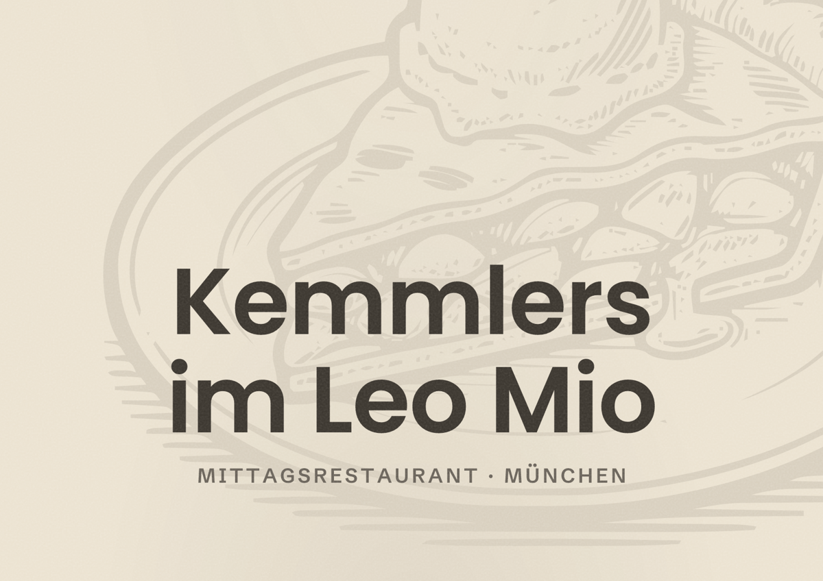 Illustriertes Poster von Kemmlers im Leo Mio, Mittagsrestaurant in München