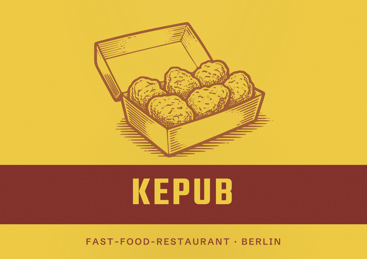 Illustriertes Poster von KePub, Fast-Food-Restaurant in Berlin