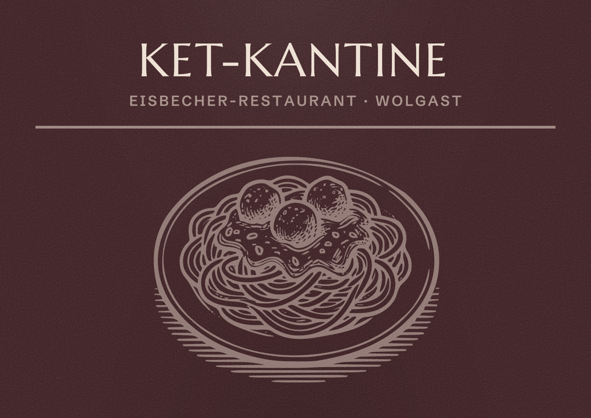 Illustriertes Poster von KET-KANTINE, Eisbecher-Restaurant in Wolgast