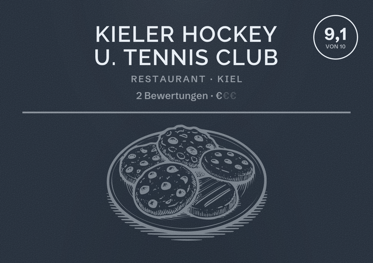 Illustriertes Poster von Kieler hockey u. Tennis Club, Restaurant in Kiel: Bewertung 9,1 von 10 aus 2 Bewertungen, Preisniveau €