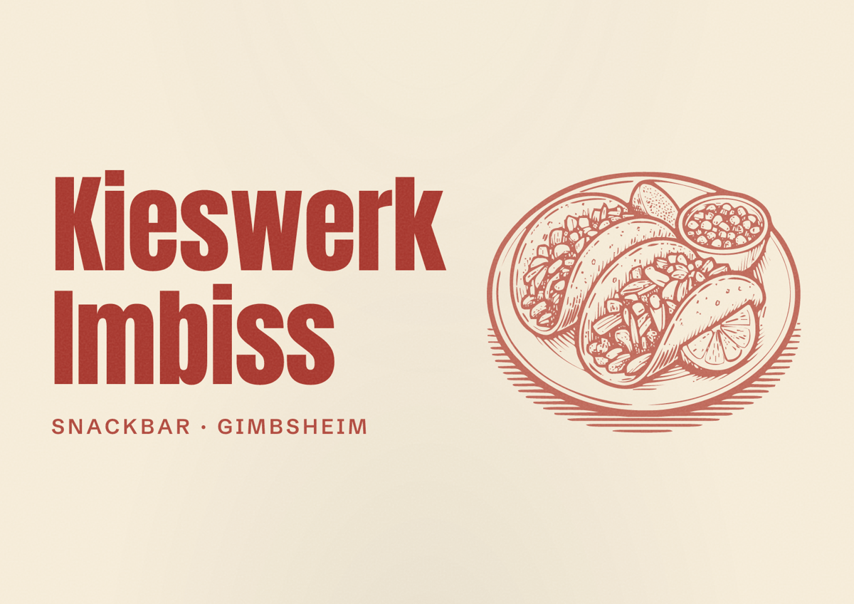 Illustriertes Poster von Kieswerk Imbiss, Snackbar in Gimbsheim