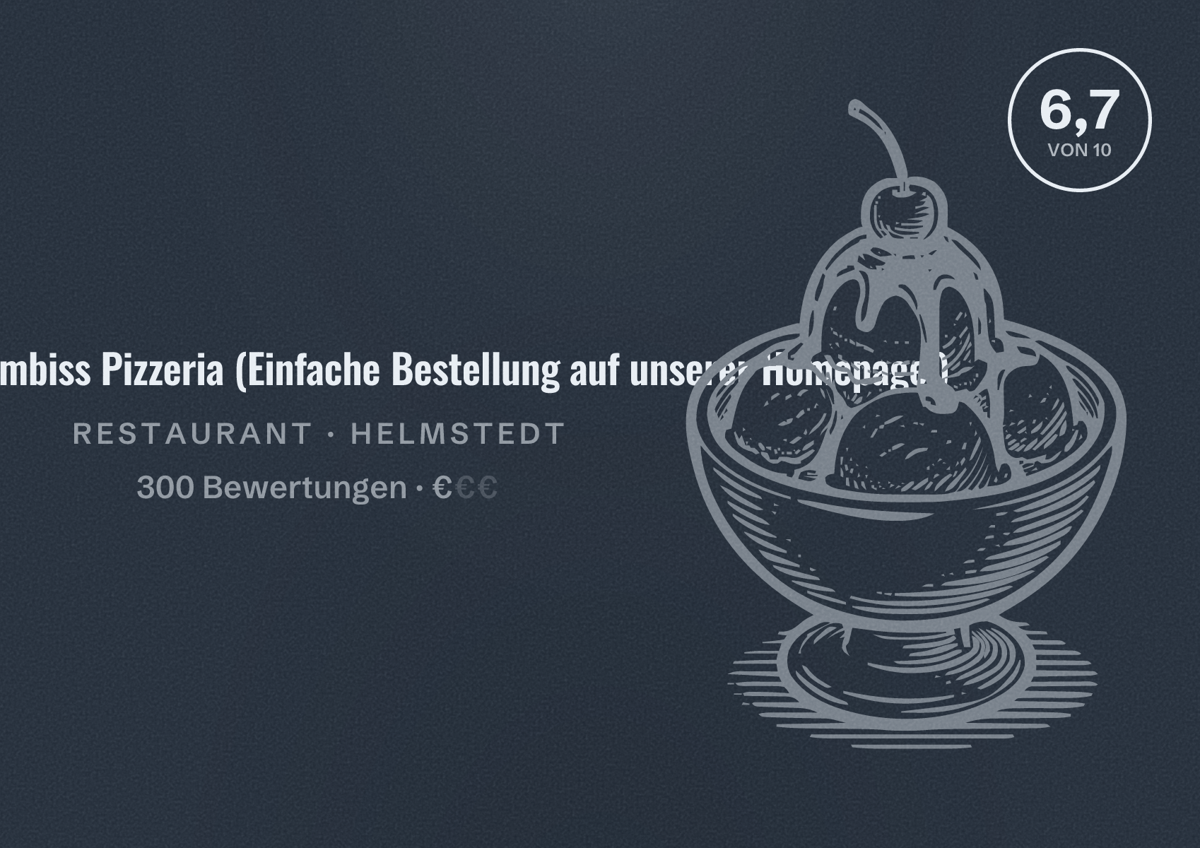 Illustriertes Poster von King Döner Imbiss Pizzeria (Einfache Bestellung auf unserer Homepage!), Restaurant in Helmstedt: Bewertung 6,7 von 10 aus 300 Bewertungen, Preisniveau €