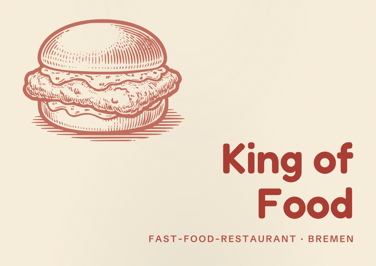 Illustriertes Poster von King of Food, Fast-Food-Restaurant in Bremen