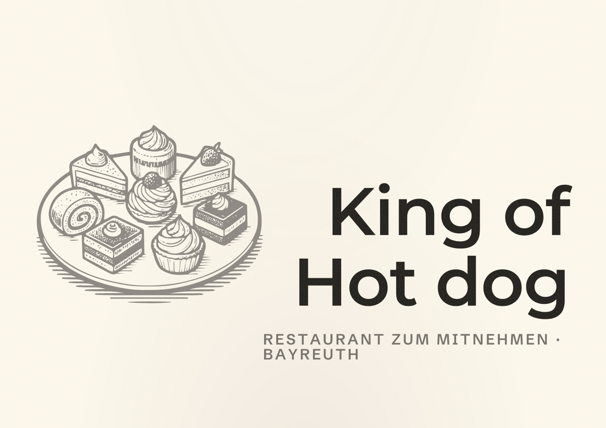 Illustriertes Poster von King of Hot dog, Restaurant zum Mitnehmen in Bayreuth