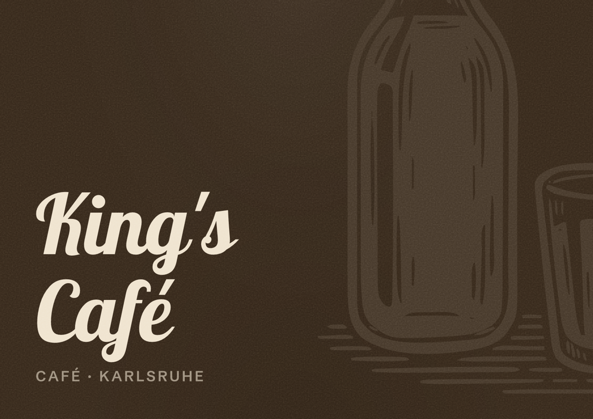 Illustriertes Poster von King's Café, Café in Karlsruhe