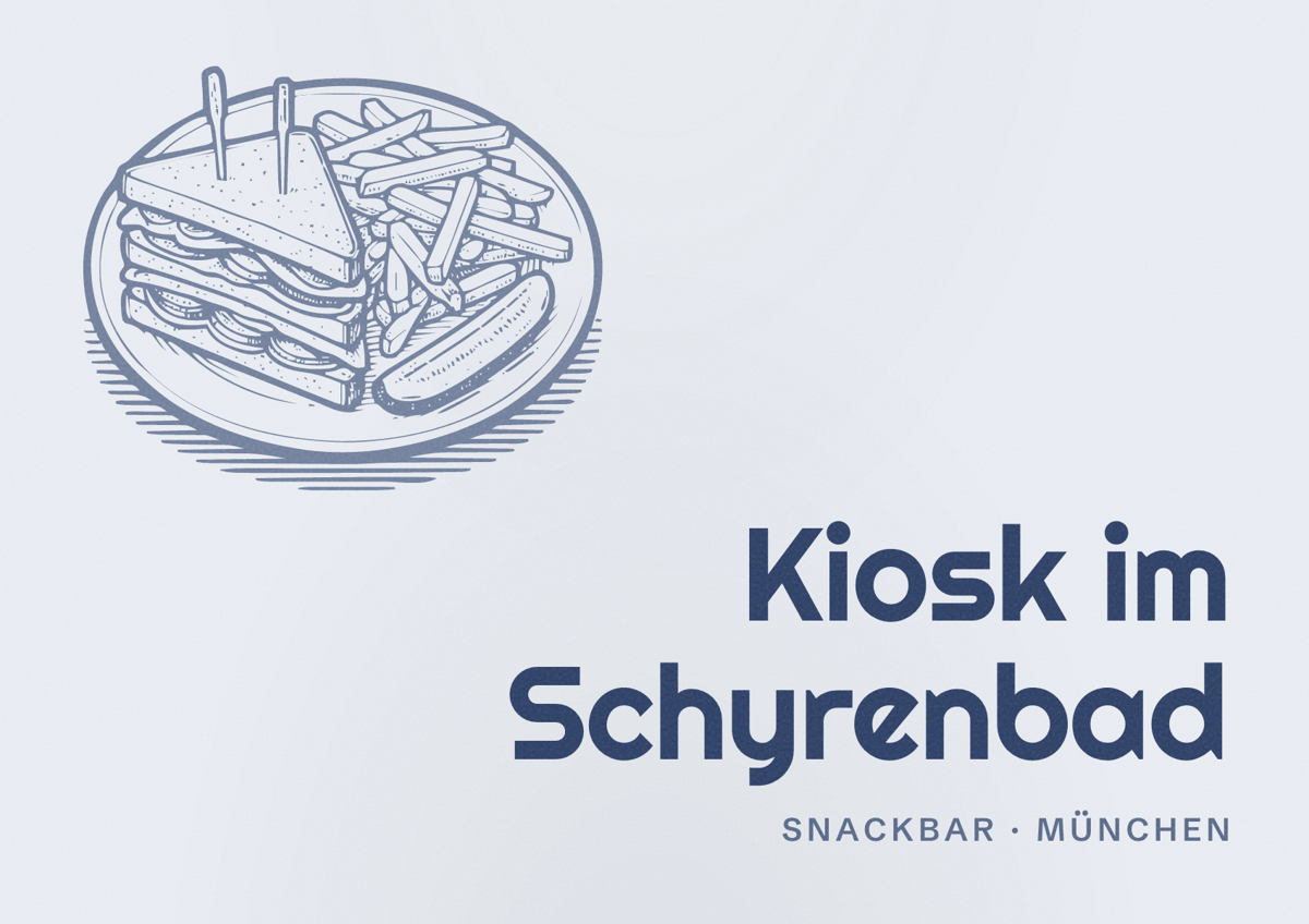 Illustriertes Poster von Kiosk im Schyrenbad, Snackbar in München