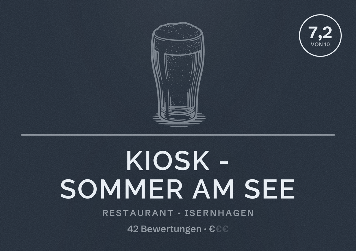 Illustriertes Poster von Kiosk - Sommer am See, Restaurant in Isernhagen: Bewertung 7,2 von 10 aus 42 Bewertungen, Preisniveau €