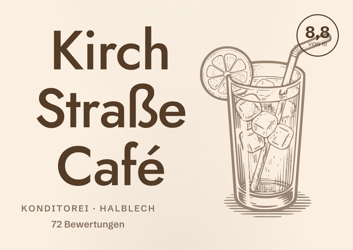 Illustriertes Poster von Kirch Straße Café, Konditorei in Halblech: Bewertung 8,8 von 10 aus 72 Bewertungen