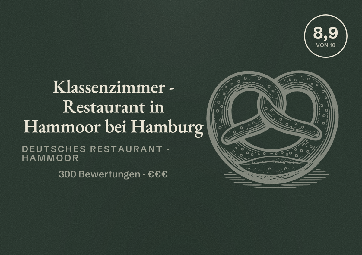 Illustriertes Poster von Klassenzimmer - Restaurant in Hammoor bei Hamburg, Deutsches Restaurant in Hammoor: Bewertung 8,9 von 10 aus 300 Bewertungen, Preisniveau €€€