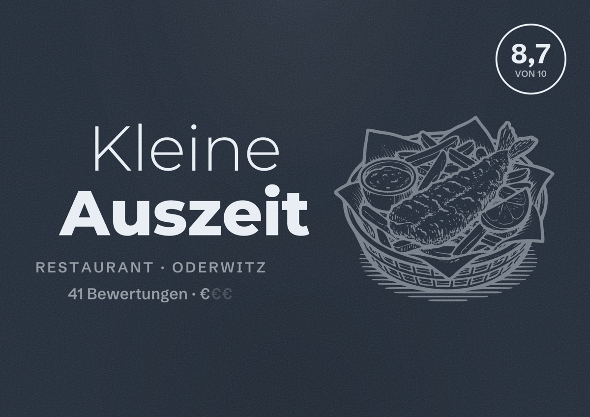 Illustriertes Poster von Kleine Auszeit, Restaurant in Oderwitz: Bewertung 8,7 von 10 aus 41 Bewertungen, Preisniveau €