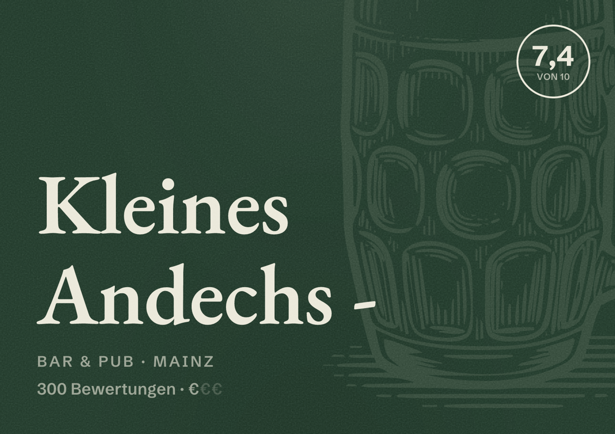 Illustriertes Poster von Kleines Andechs -, Bar & Pub in Mainz: Bewertung 7,4 von 10 aus 300 Bewertungen, Preisniveau €