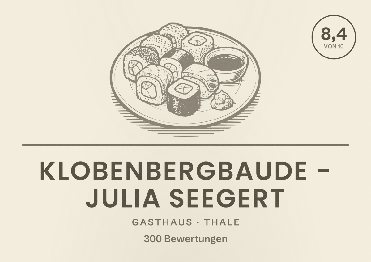 Illustriertes Poster von Klobenbergbaude - Julia Seegert, Gasthaus in Thale: Bewertung 8,4 von 10 aus 300 Bewertungen