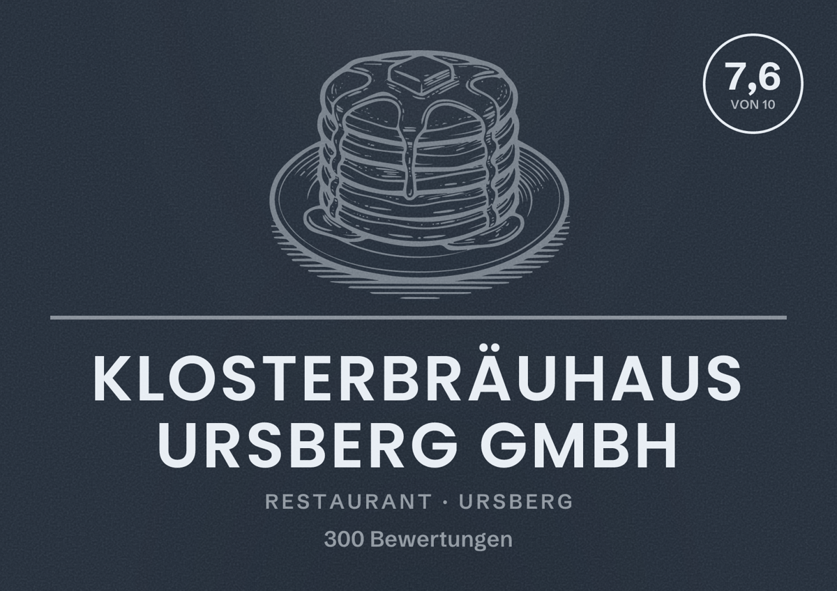 Illustriertes Poster von Klosterbräuhaus Ursberg GmbH, Restaurant in Ursberg: Bewertung 7,6 von 10 aus 300 Bewertungen