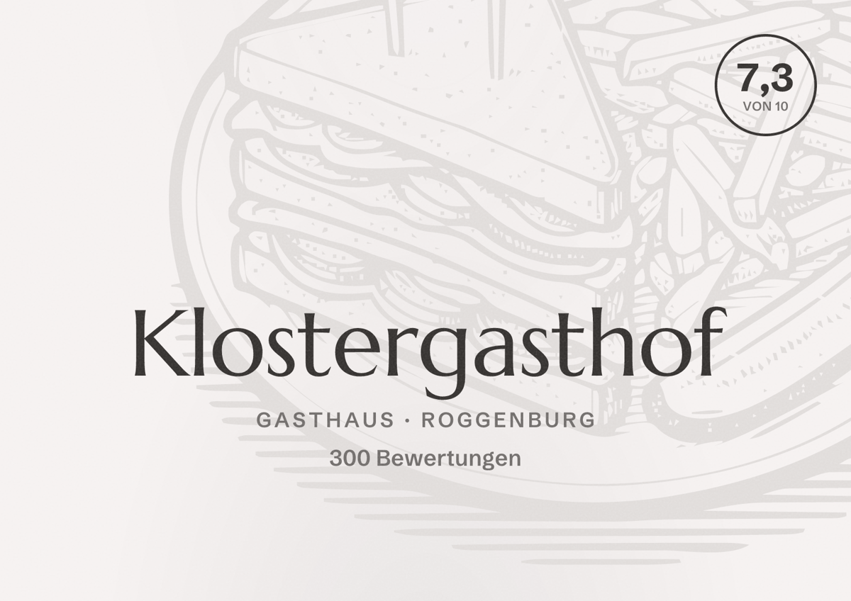 Illustriertes Poster von Klostergasthof, Gasthaus in Roggenburg: Bewertung 7,3 von 10 aus 300 Bewertungen