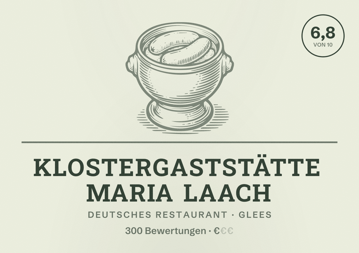 Illustriertes Poster von Klostergaststätte Maria Laach, Deutsches Restaurant in Glees: Bewertung 6,8 von 10 aus 300 Bewertungen, Preisniveau €