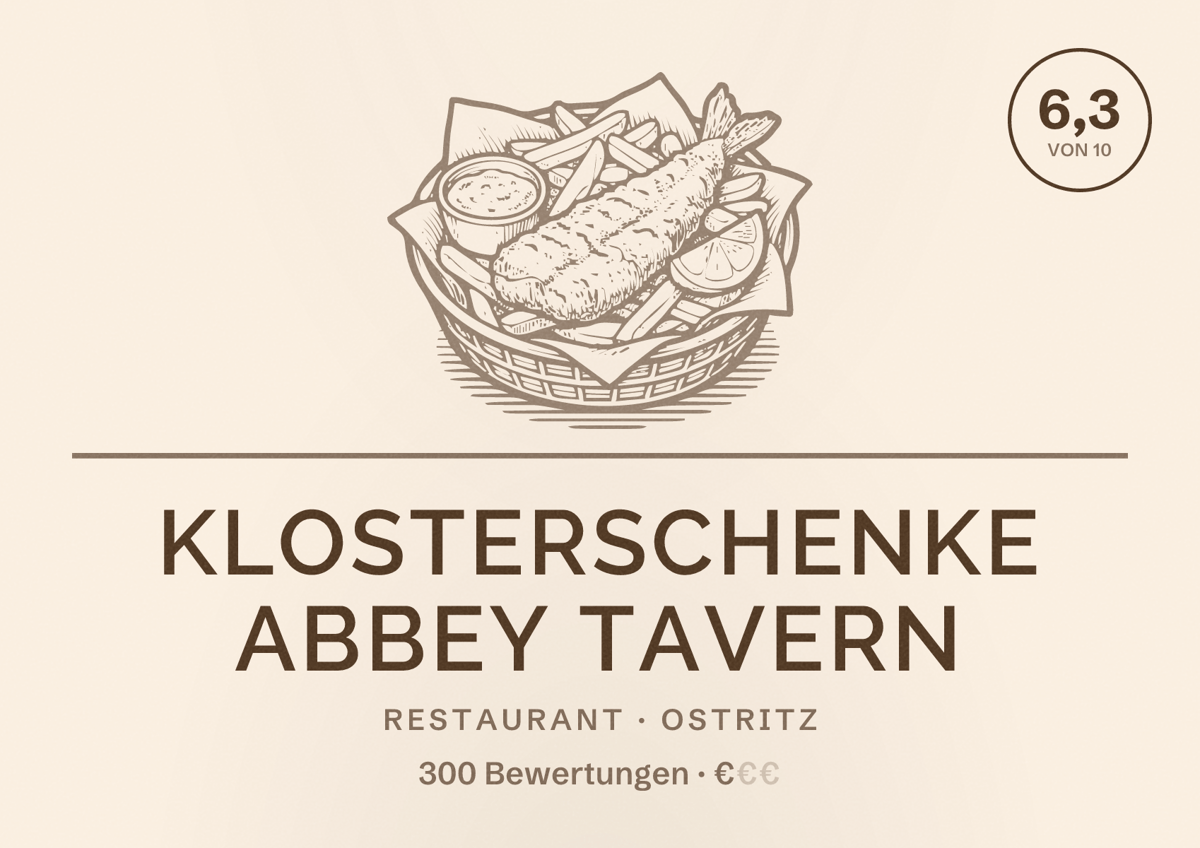 Illustriertes Poster von Klosterschenke Abbey Tavern, Restaurant in Ostritz: Bewertung 6,3 von 10 aus 300 Bewertungen, Preisniveau €