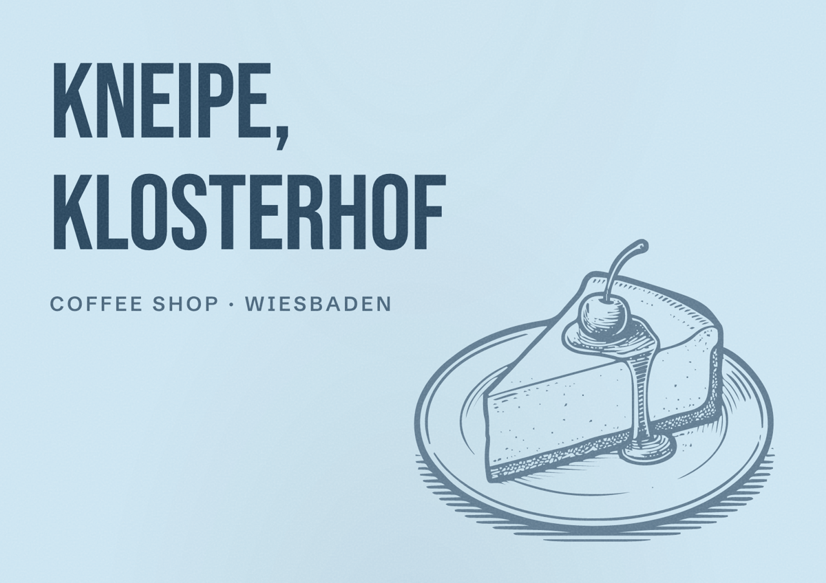 Illustriertes Poster von Kneipe, Klosterhof, Coffee Shop in Wiesbaden