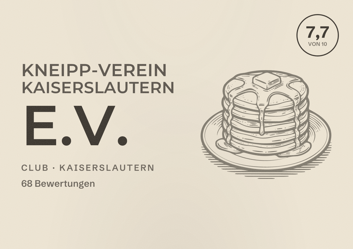 Illustriertes Poster von Kneipp-Verein Kaiserslautern e.V., Club in Kaiserslautern: Bewertung 7,7 von 10 aus 68 Bewertungen
