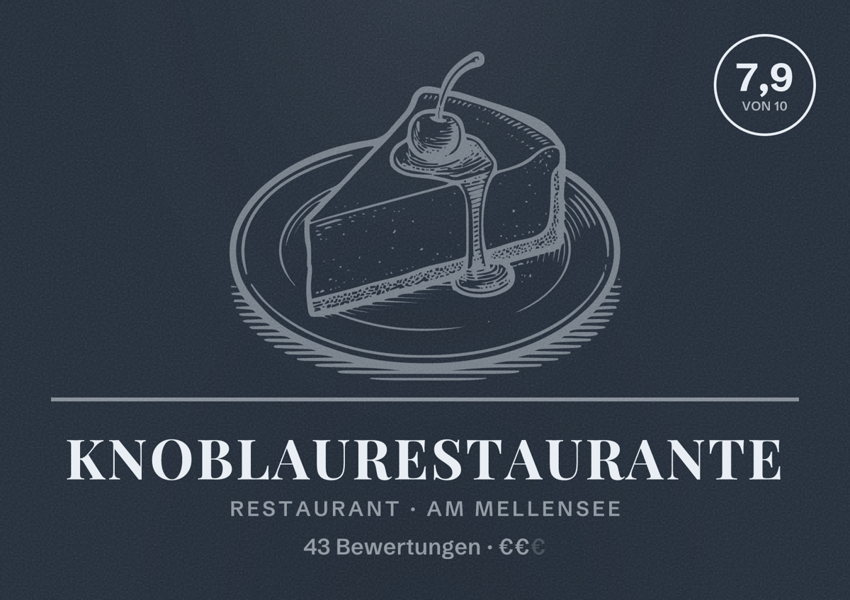 Illustriertes Poster von Knoblaurestaurante, Restaurant in Am Mellensee: Bewertung 7,9 von 10 aus 43 Bewertungen, Preisniveau €€