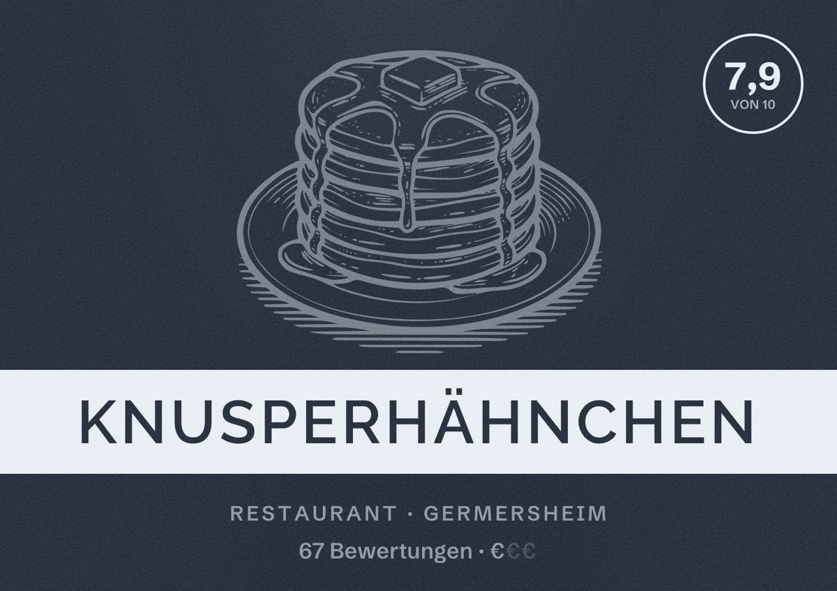 Illustriertes Poster von Knusperhähnchen, Restaurant in Germersheim: Bewertung 7,9 von 10 aus 67 Bewertungen, Preisniveau €