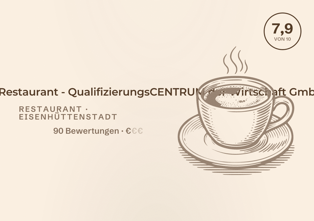 Illustriertes Poster von Kochhütte Ausbildung Restaurant - QualifizierungsCENTRUM der Wirtschaft GmbH, Restaurant in Eisenhüttenstadt: Bewertung 7,9 von 10 aus 90 Bewertungen, Preisniveau €