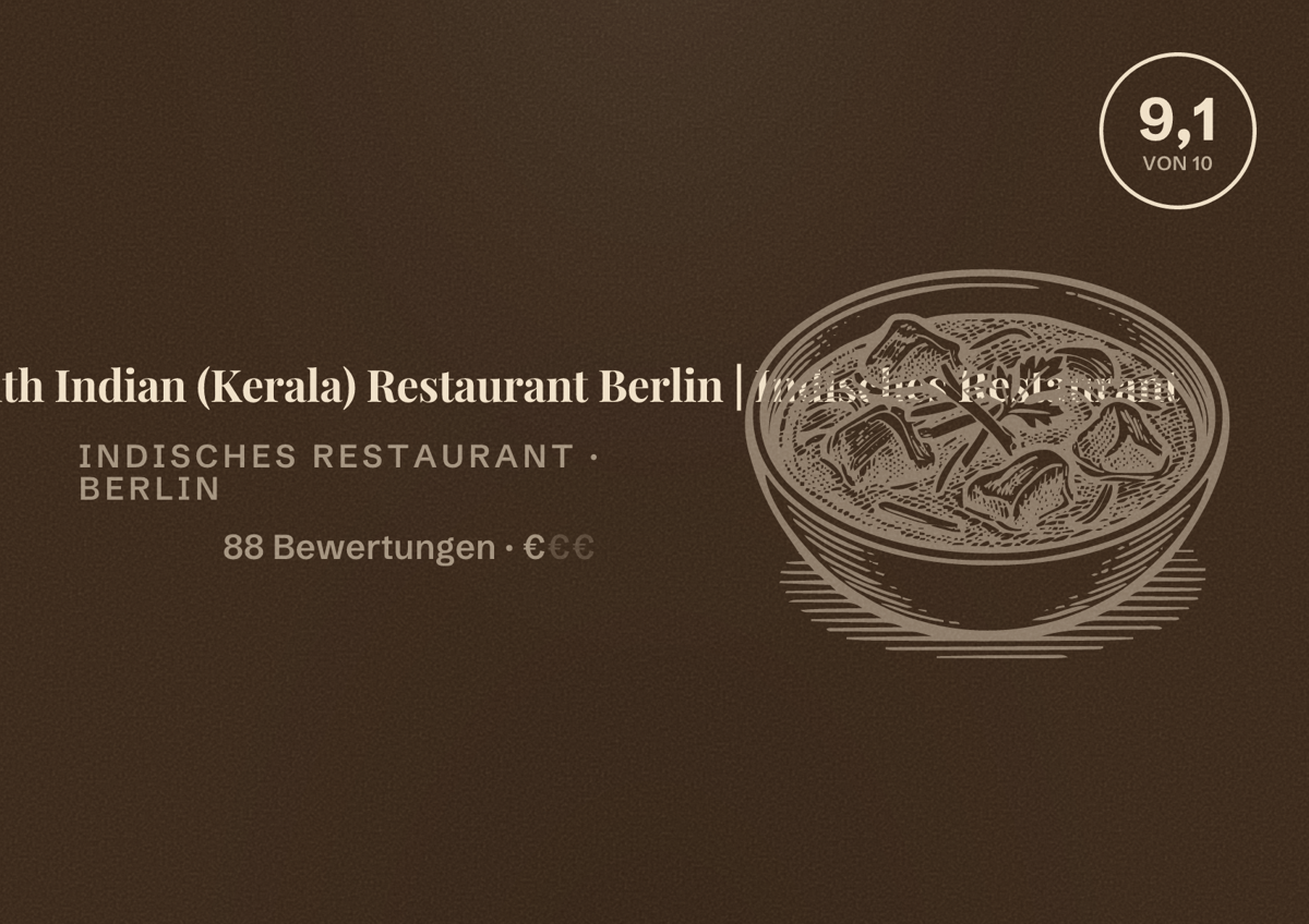 Illustriertes Poster von KOKOLAND | South Indian (Kerala) Restaurant Berlin | Indisches Restaurant, Indisches Restaurant in Berlin: Bewertung 9,1 von 10 aus 88 Bewertungen, Preisniveau €