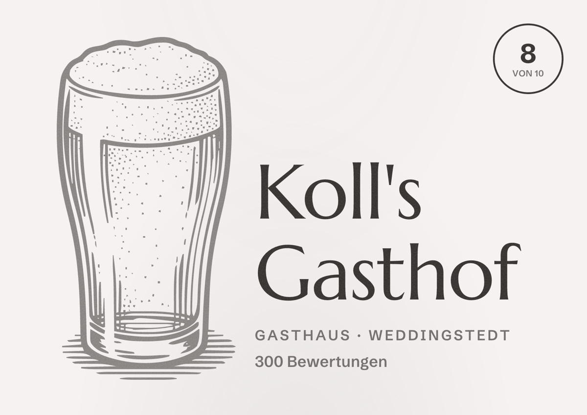 Illustriertes Poster von Koll's Gasthof, Gasthaus in Weddingstedt: Bewertung 8 von 10 aus 300 Bewertungen