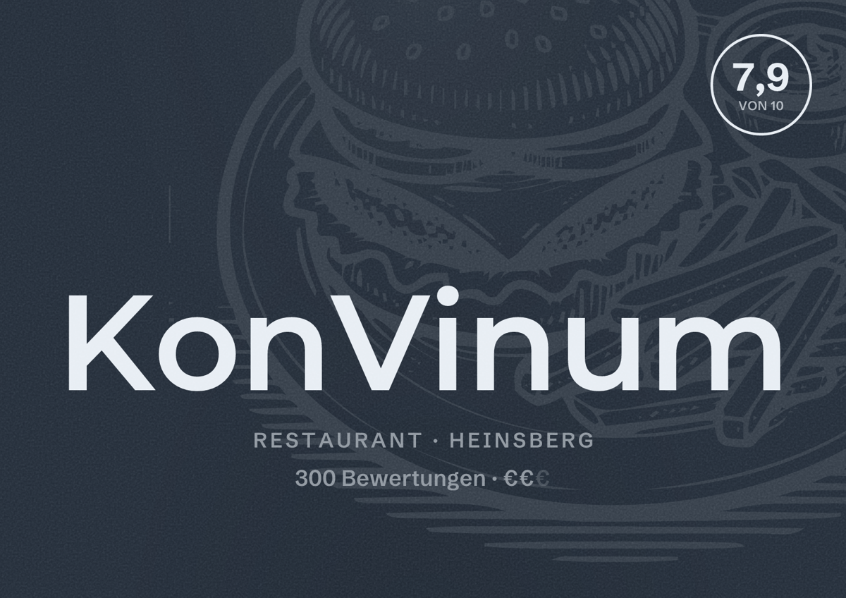 Illustriertes Poster von KonVinum, Restaurant in Heinsberg: Bewertung 7,9 von 10 aus 300 Bewertungen, Preisniveau €€