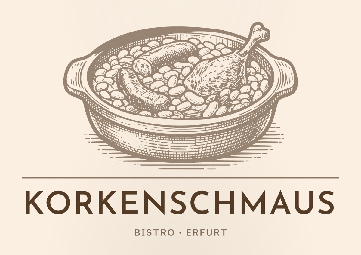 Illustriertes Poster von Korkenschmaus, Bistro in Erfurt