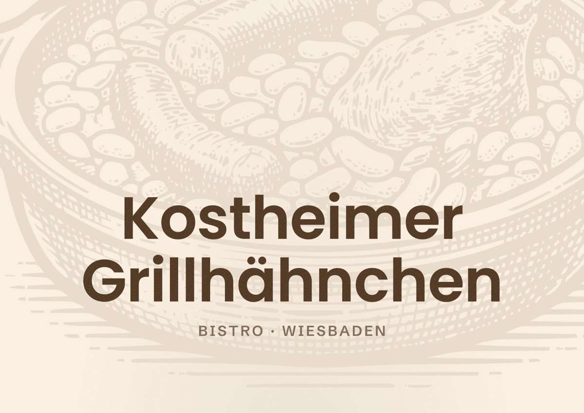 Illustriertes Poster von Kostheimer Grillhähnchen, Bistro in Wiesbaden