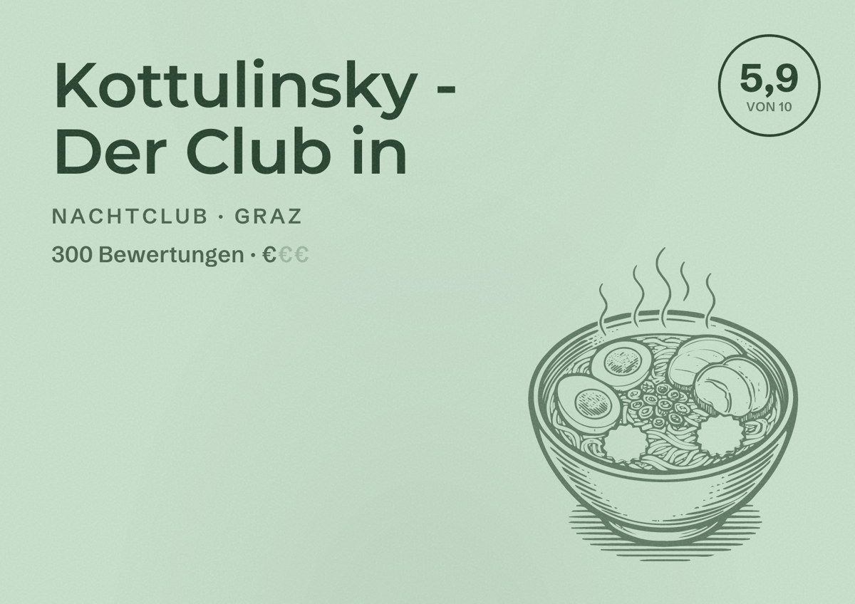 Illustriertes Poster von Kottulinsky - Der Club in, Nachtclub in Graz: Bewertung 5,9 von 10 aus 300 Bewertungen, Preisniveau €