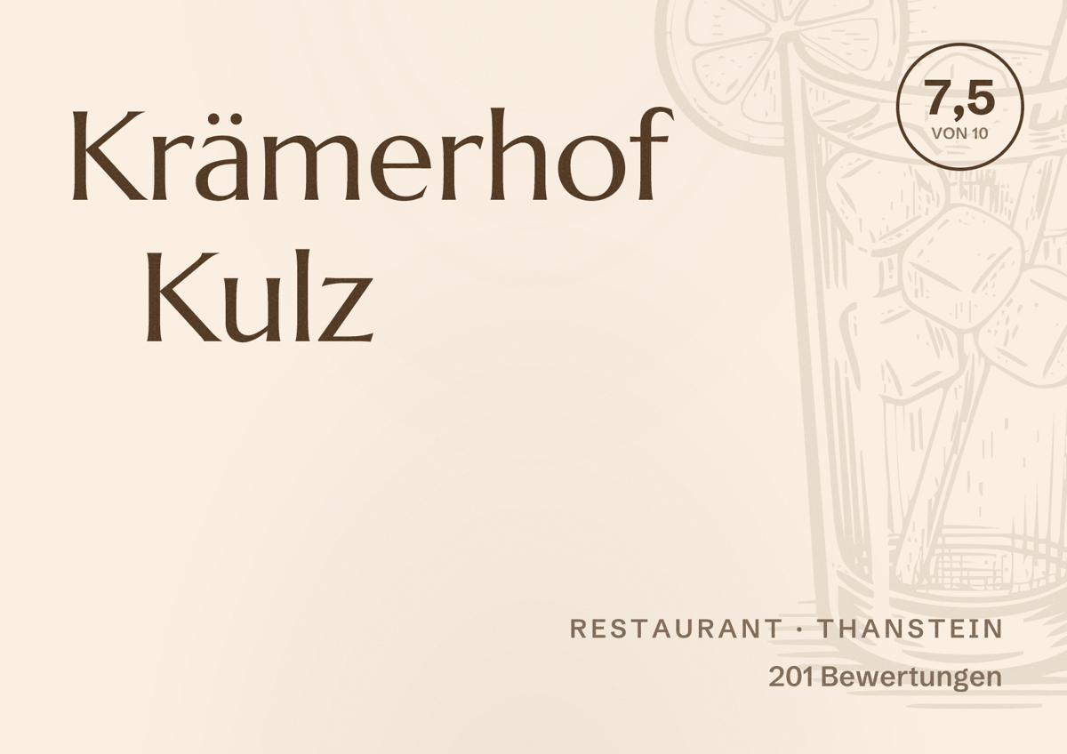 Illustriertes Poster von Krämerhof Kulz, Restaurant in Thanstein: Bewertung 7,5 von 10 aus 201 Bewertungen