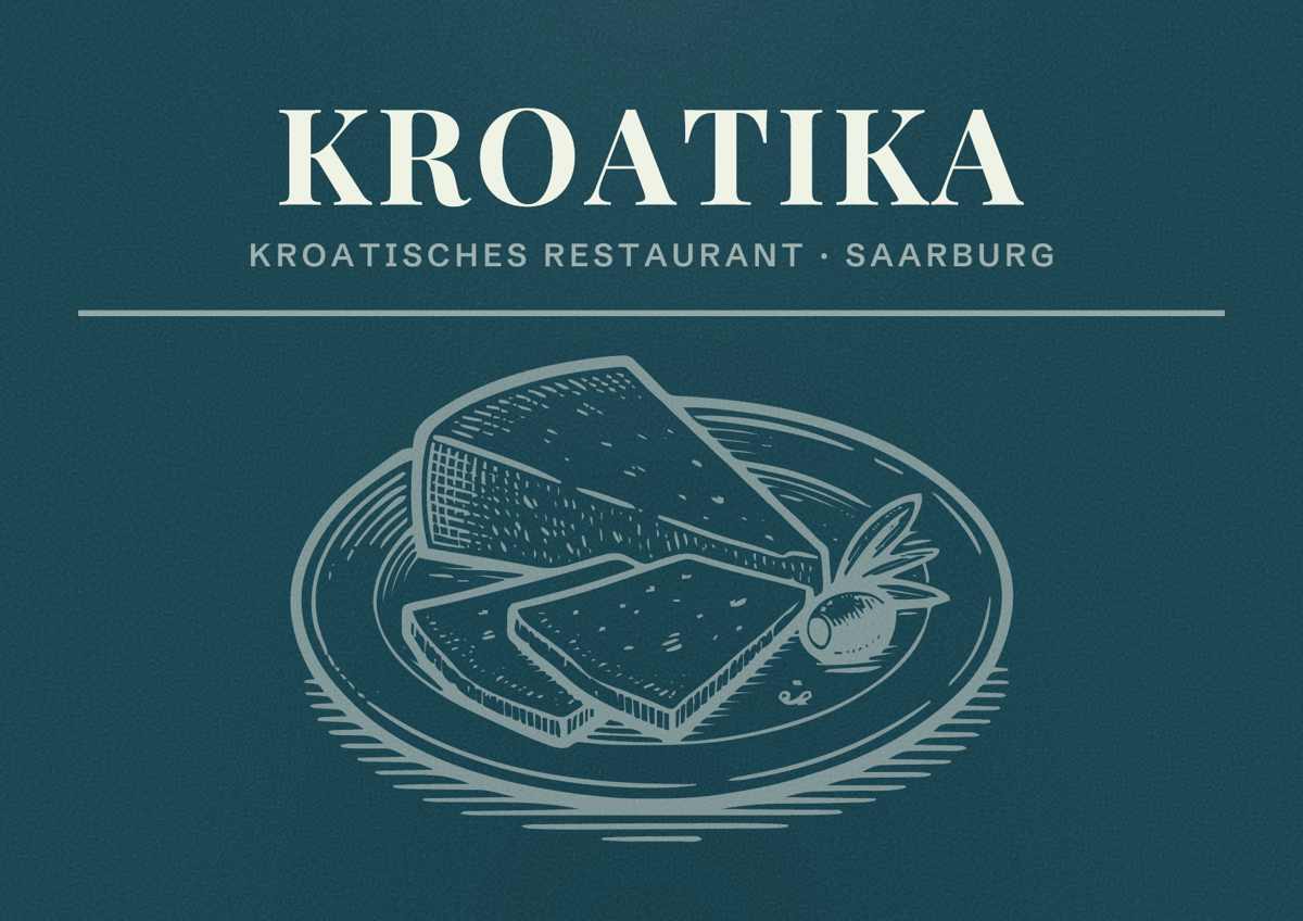 Illustriertes Poster von Kroatika, Kroatisches Restaurant in Saarburg