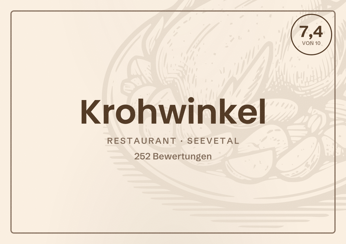 Illustriertes Poster von Krohwinkel, Restaurant in Seevetal: Bewertung 7,4 von 10 aus 252 Bewertungen