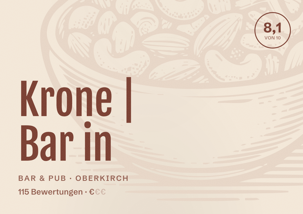 Illustriertes Poster von Krone | Bar in, Bar & Pub in Oberkirch: Bewertung 8,1 von 10 aus 115 Bewertungen, Preisniveau €