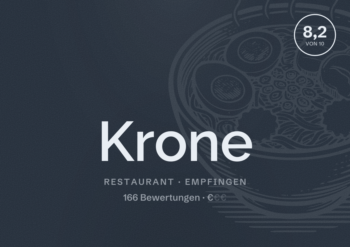 Illustriertes Poster von Krone, Restaurant in Empfingen: Bewertung 8,2 von 10 aus 166 Bewertungen, Preisniveau €