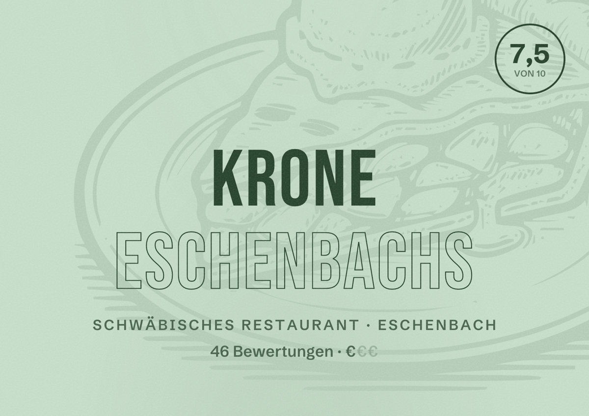 Illustriertes Poster von Krone Eschenbachs, Schwäbisches Restaurant in Eschenbach: Bewertung 7,5 von 10 aus 46 Bewertungen, Preisniveau €