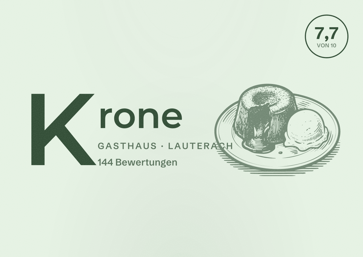 Illustriertes Poster von Krone, Gasthaus in Lauterach: Bewertung 7,7 von 10 aus 144 Bewertungen