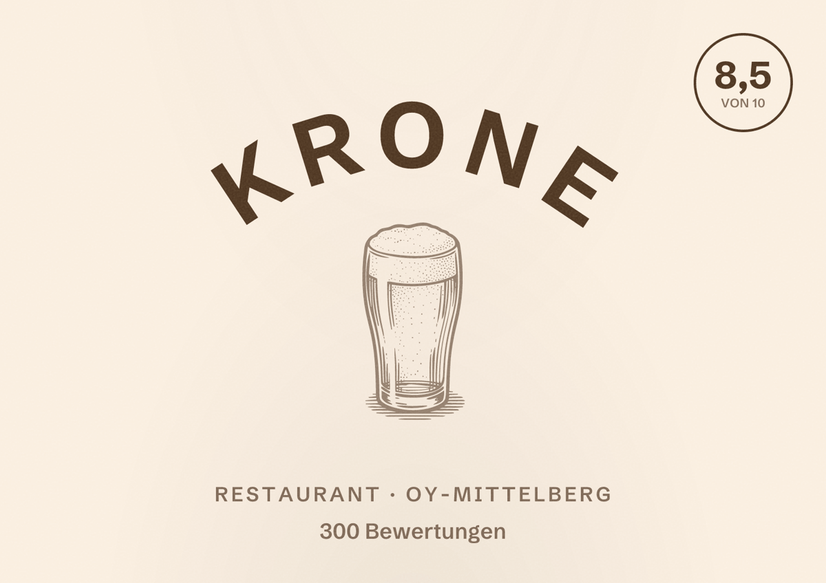 Illustriertes Poster von Krone, Restaurant in Oy-Mittelberg: Bewertung 8,5 von 10 aus 300 Bewertungen