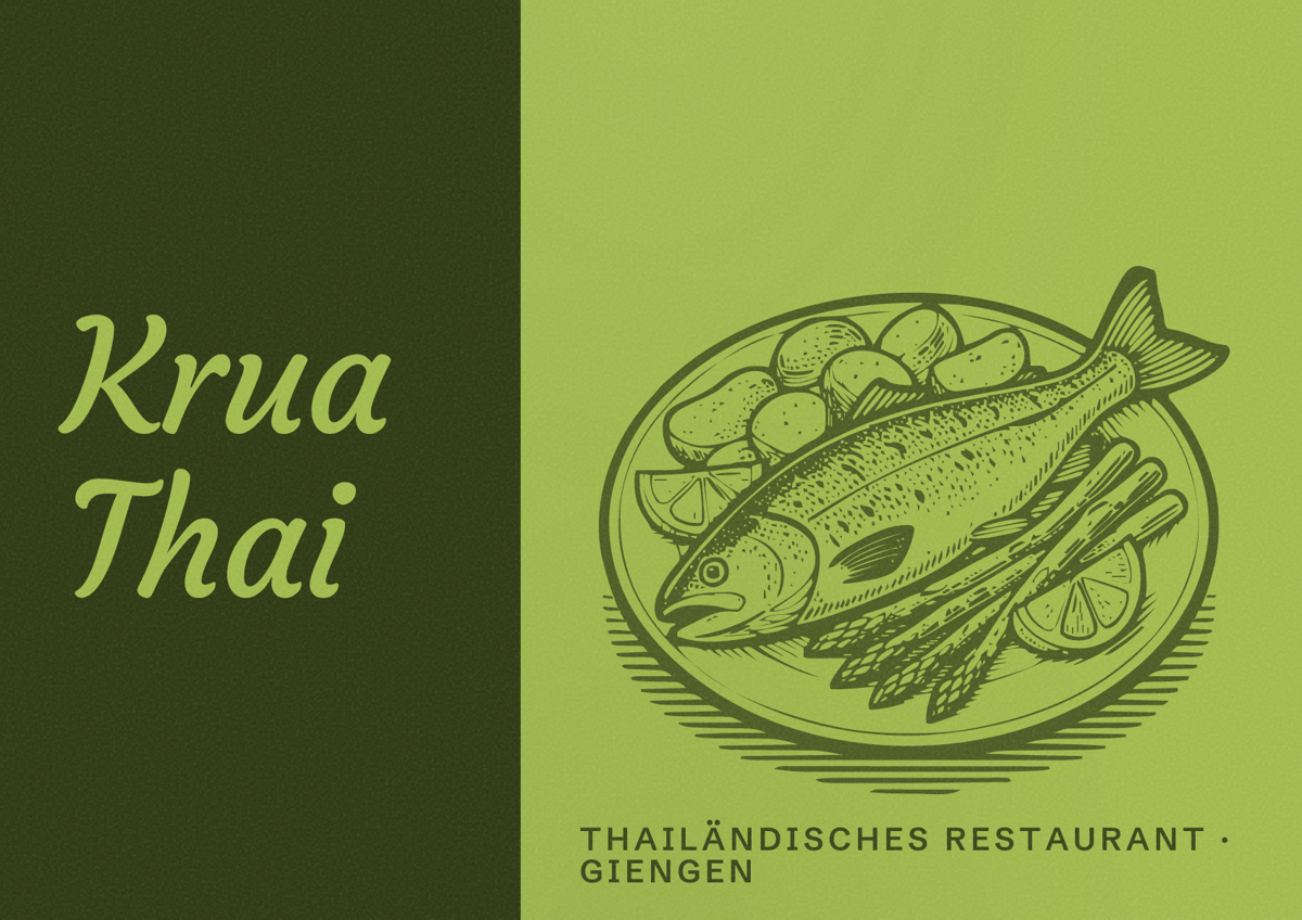 Illustriertes Poster von Krua Thai, Thailändisches Restaurant in Giengen