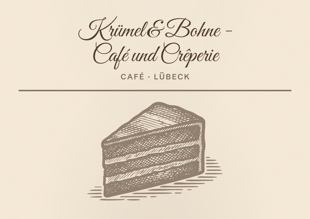 Illustriertes Poster von Krümel & Bohne - Café und Crêperie, Café in Lübeck