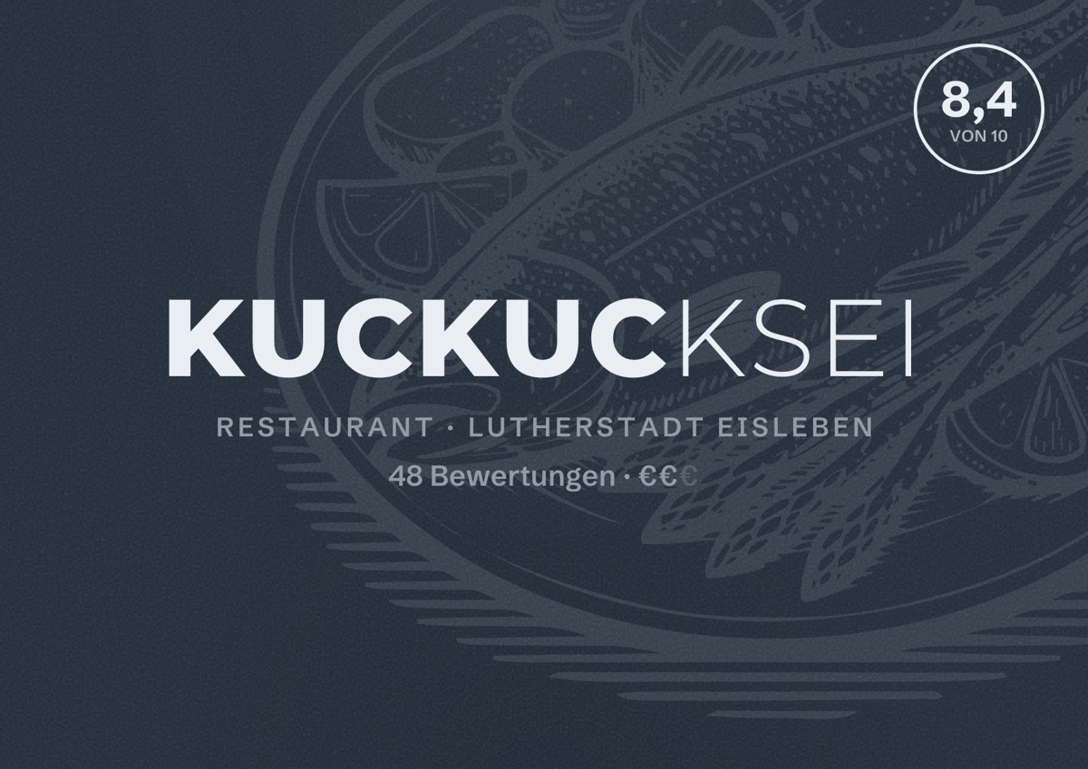 Illustriertes Poster von Kuckucksei, Restaurant in Lutherstadt Eisleben: Bewertung 8,4 von 10 aus 48 Bewertungen, Preisniveau €€