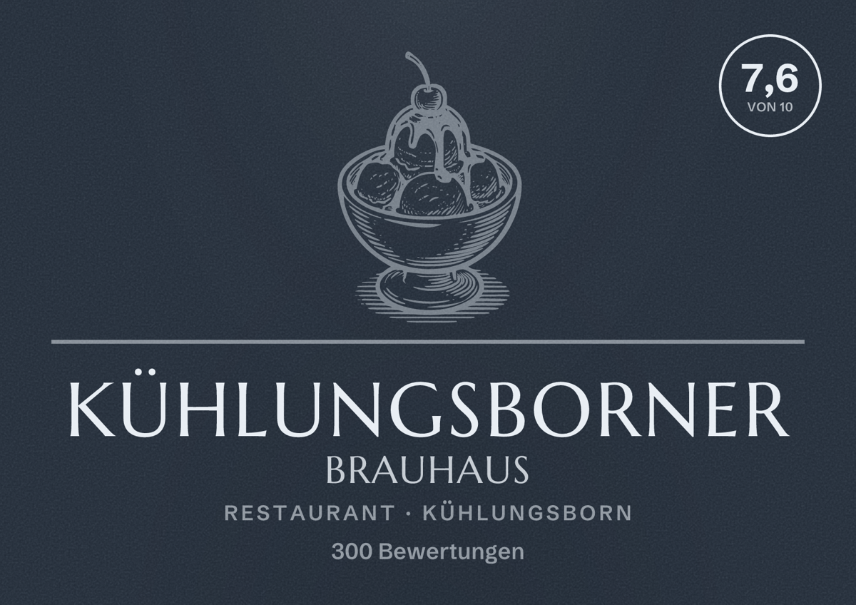 Illustriertes Poster von Kühlungsborner Brauhaus, Restaurant in Kühlungsborn: Bewertung 7,6 von 10 aus 300 Bewertungen