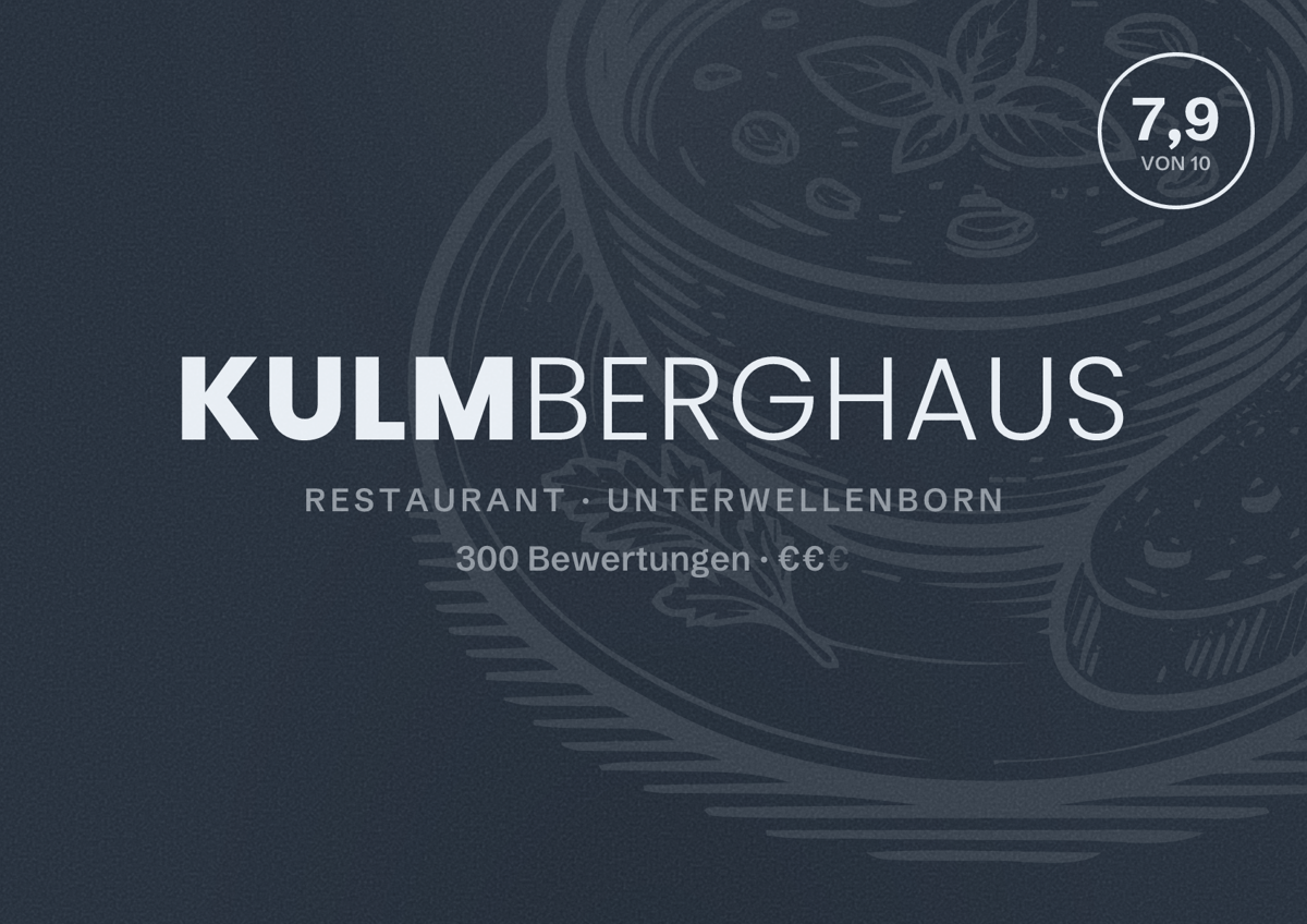 Illustriertes Poster von Kulmberghaus, Restaurant in Unterwellenborn: Bewertung 7,9 von 10 aus 300 Bewertungen, Preisniveau €€