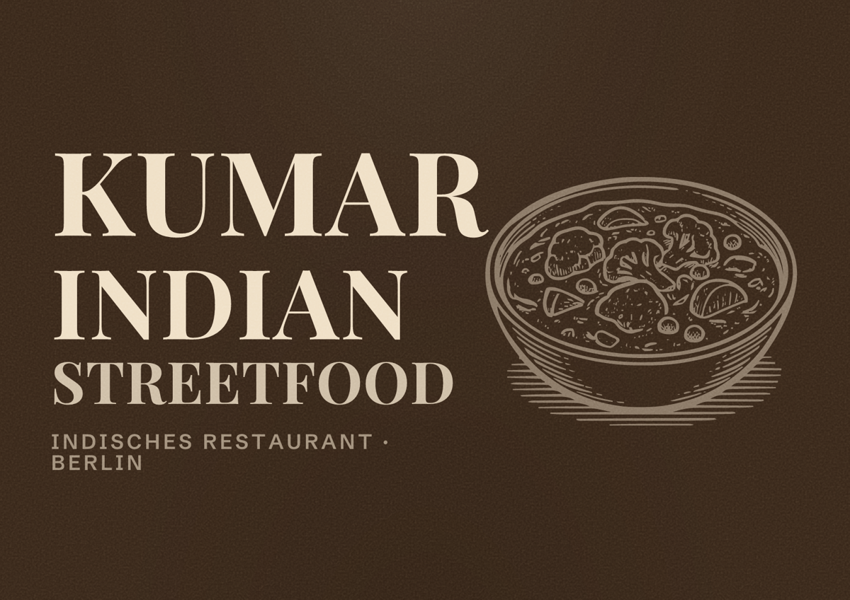 Illustriertes Poster von Kumar Indian Streetfood, Indisches Restaurant in Berlin