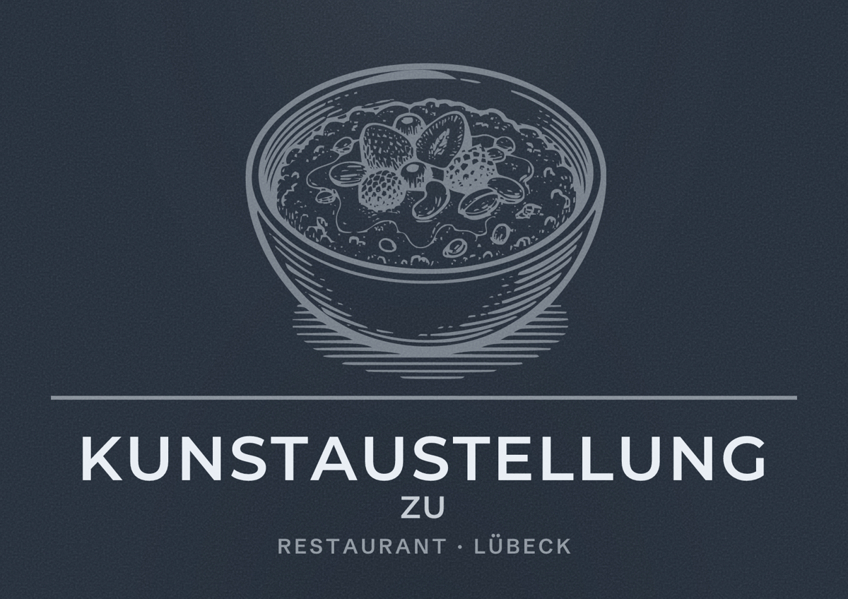 Illustriertes Poster von Kunstaustellung zu, Restaurant in Lübeck
