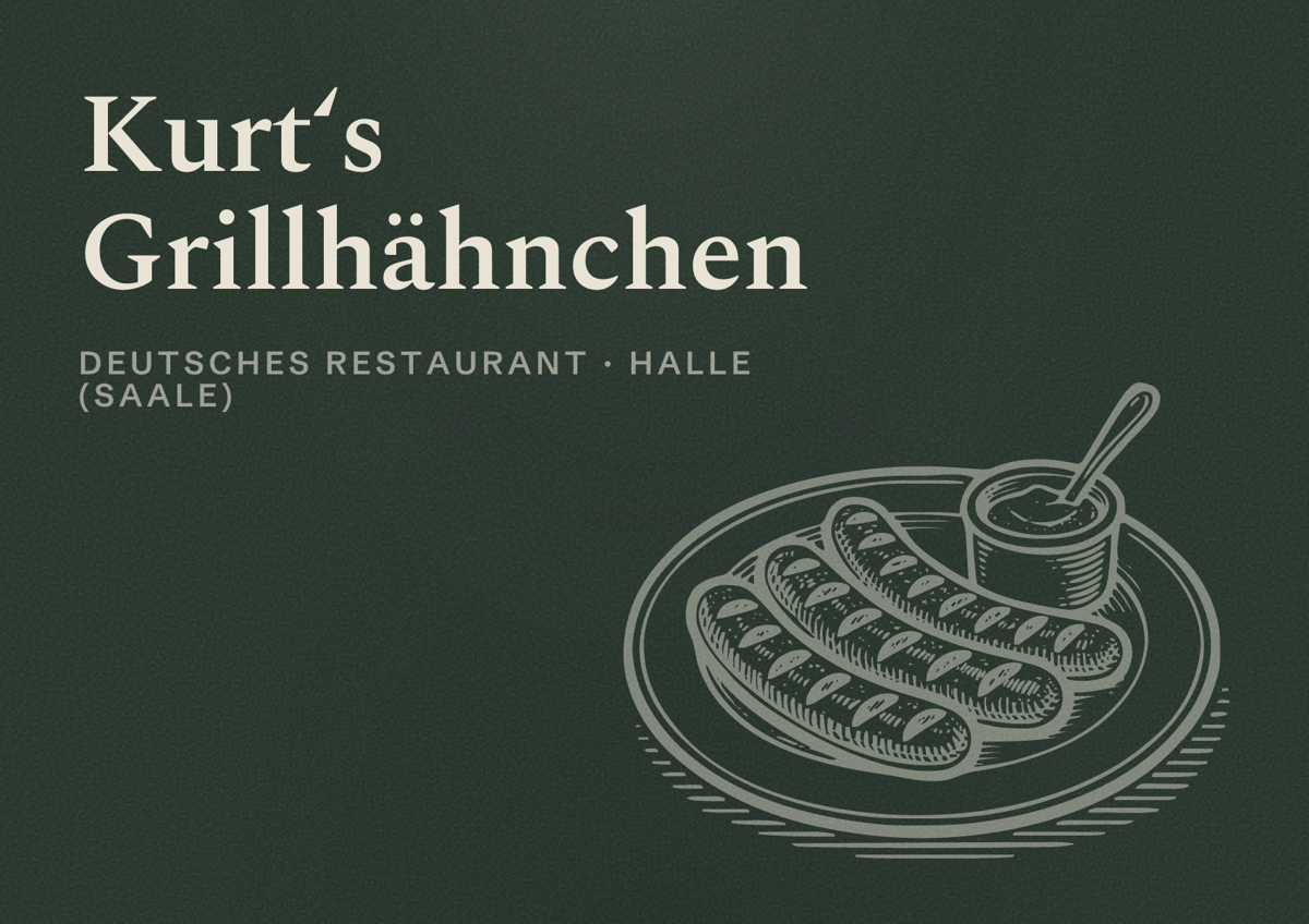 Illustriertes Poster von Kurt‘s Grillhähnchen, Deutsches Restaurant in Halle (Saale)
