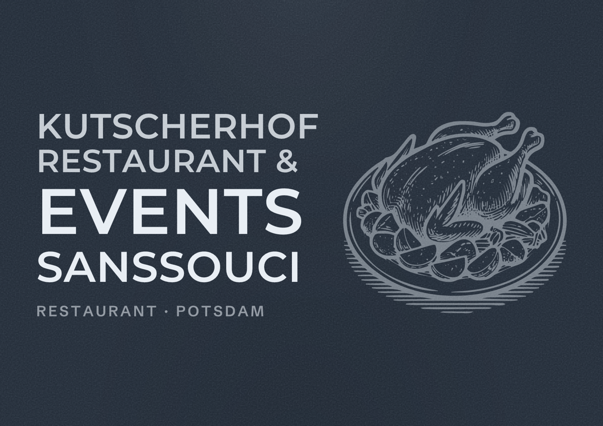 Illustriertes Poster von Kutscherhof Restaurant & Events Sanssouci, Restaurant in Potsdam