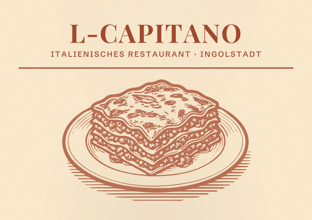 Illustriertes Poster von L-Capitano, Italienisches Restaurant in Ingolstadt