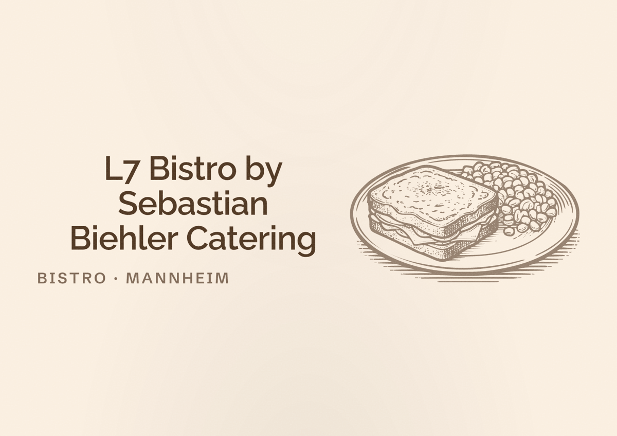 Illustriertes Poster von L7 Bistro by Sebastian Biehler Catering, Bistro in Mannheim